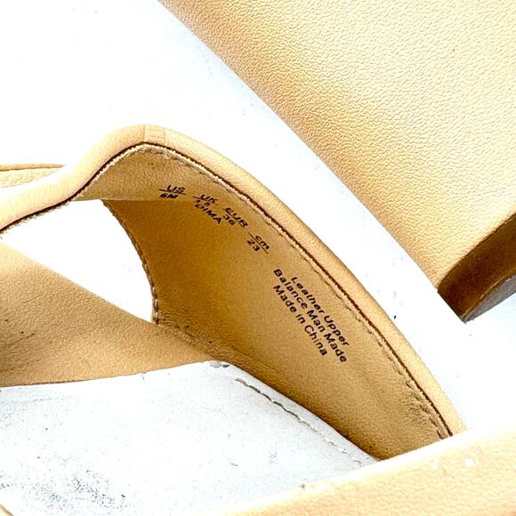 Franco Sarto Dima Heels 6 Tan Nude Leather Beige Block Heel Sandals - Picture 2 of 6